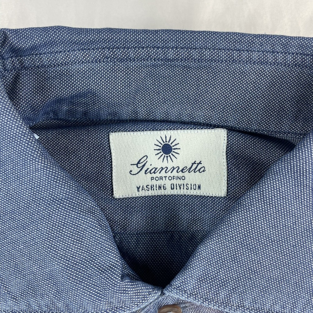 Giannetto Blue Patterned Washing Division Mens Button Front‎ Size 16.5/42 NWT - Picture 2 of 7